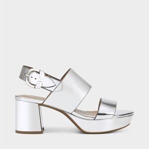 Platform Sandal in Silver Metallic Faux Leather